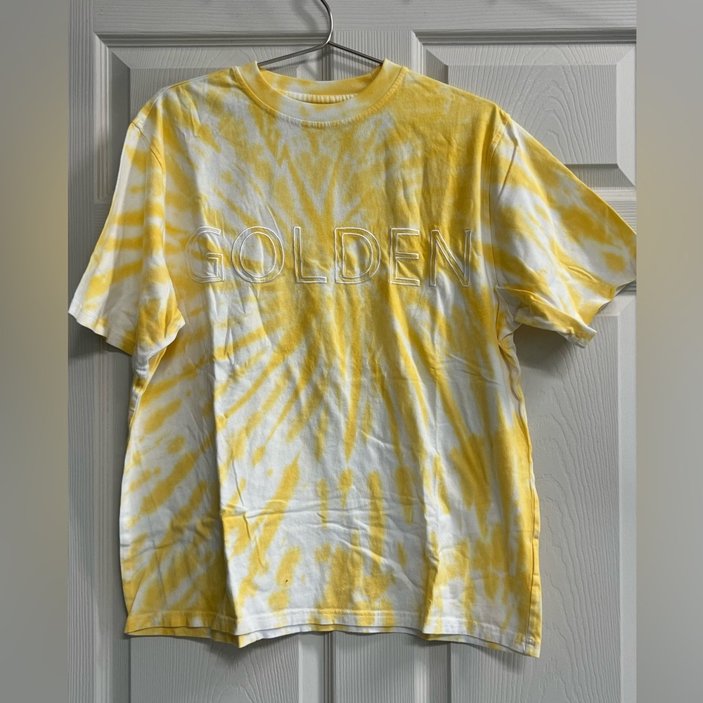 Post Surf Men's Short Sleeve Golden Yellow Tie Dye T-Shirt - Size Large - VGUC